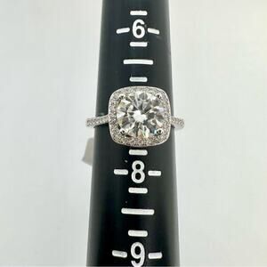 Moissanite Round Cut Cushion Cut Halo Ring Brilliant 2 Ct GRA Certified Size 7